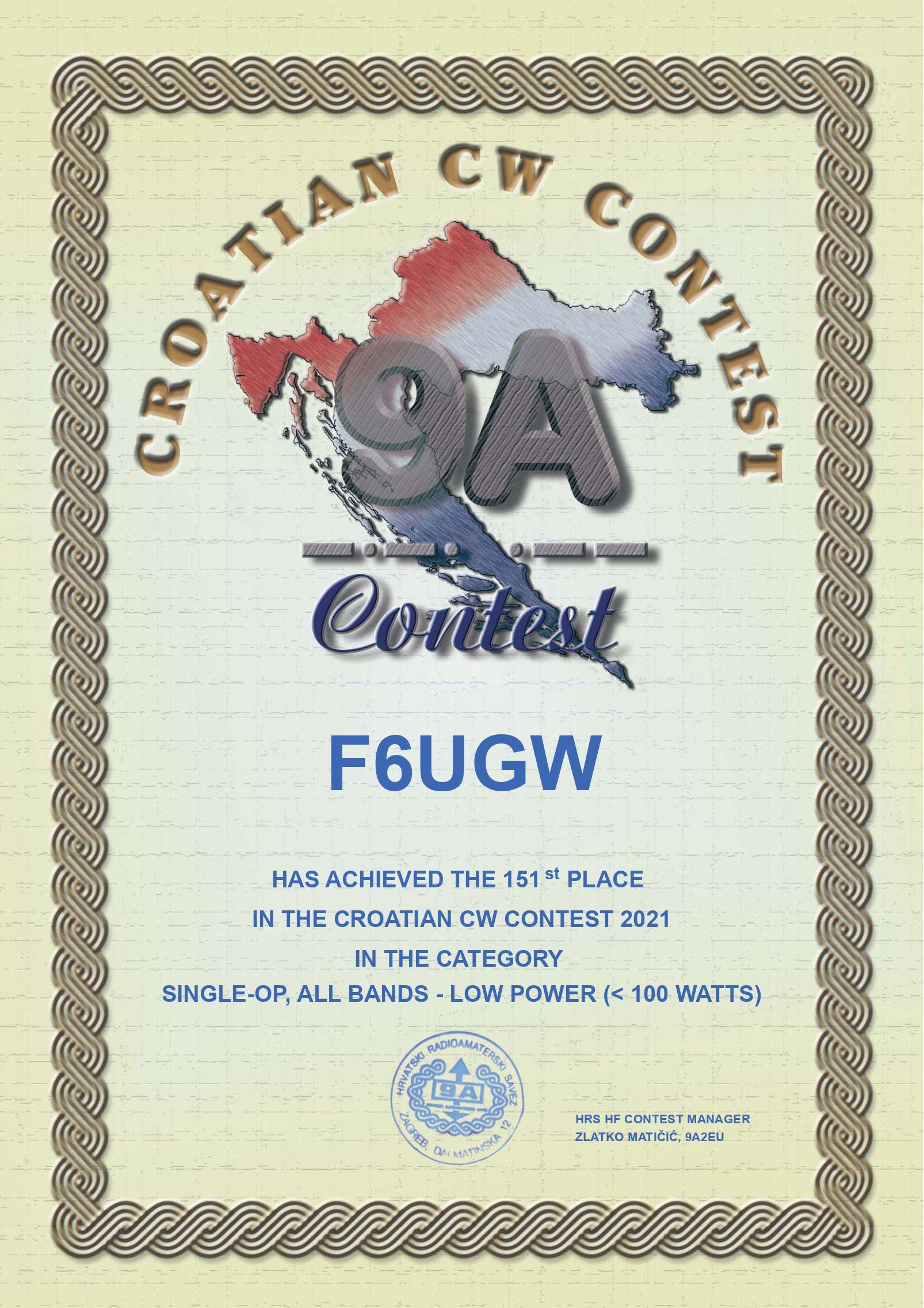 F6UGW 9ACW2021 diploma
