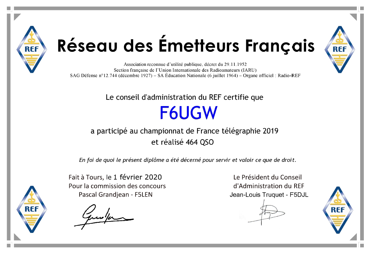 F6UGW REF HF CW 2019