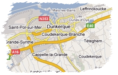 Carte centre sur dunkerque