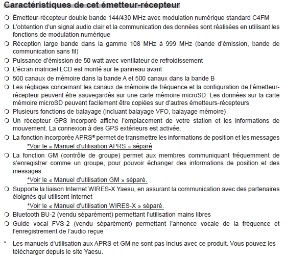 Fiche caracteristique FTM 100DE