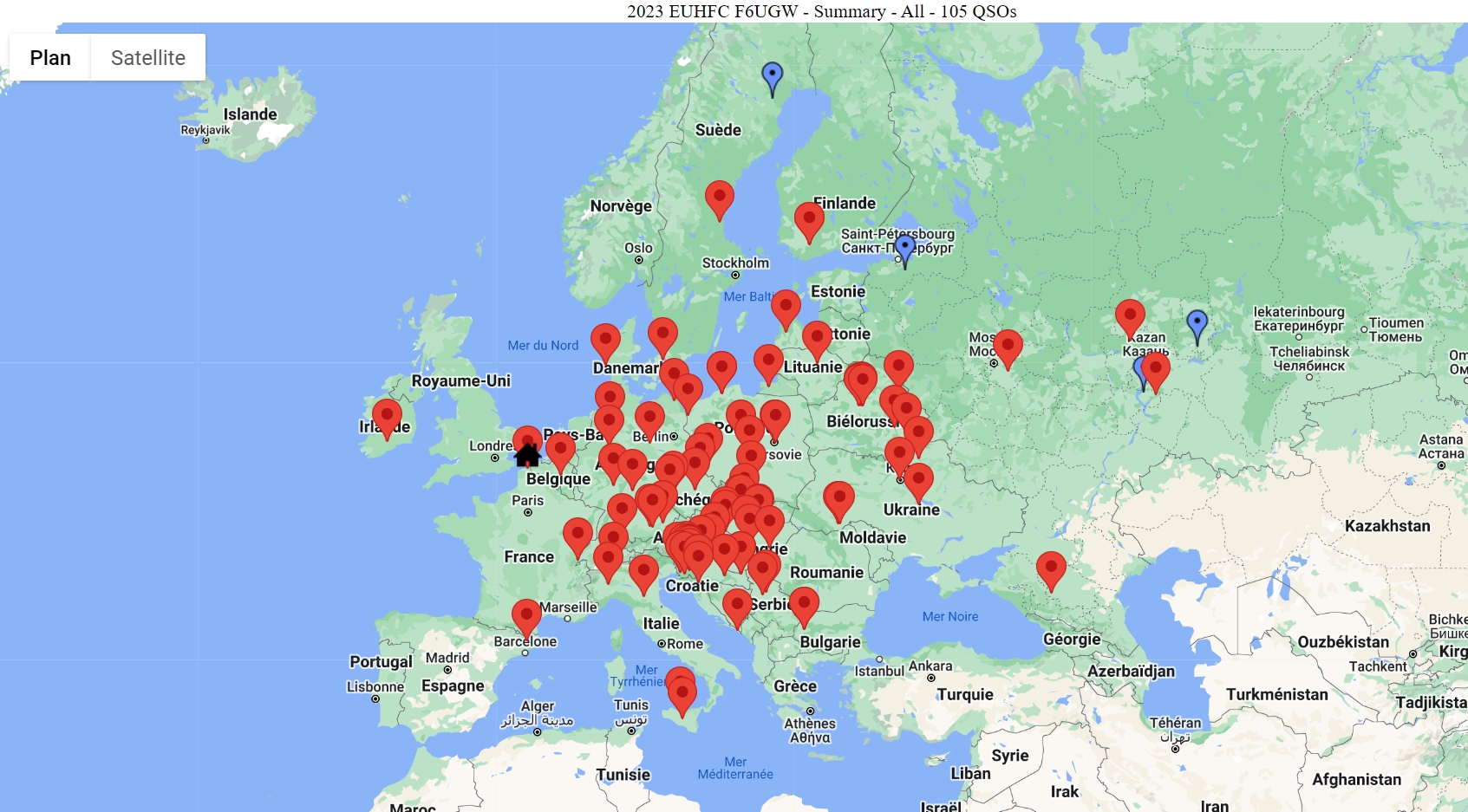 Carte des QSO EU HF 2023